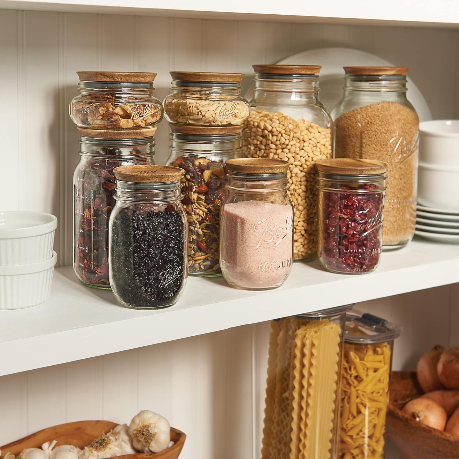 BPA-Free Acacia Wood Jar Lids - 5 Pack