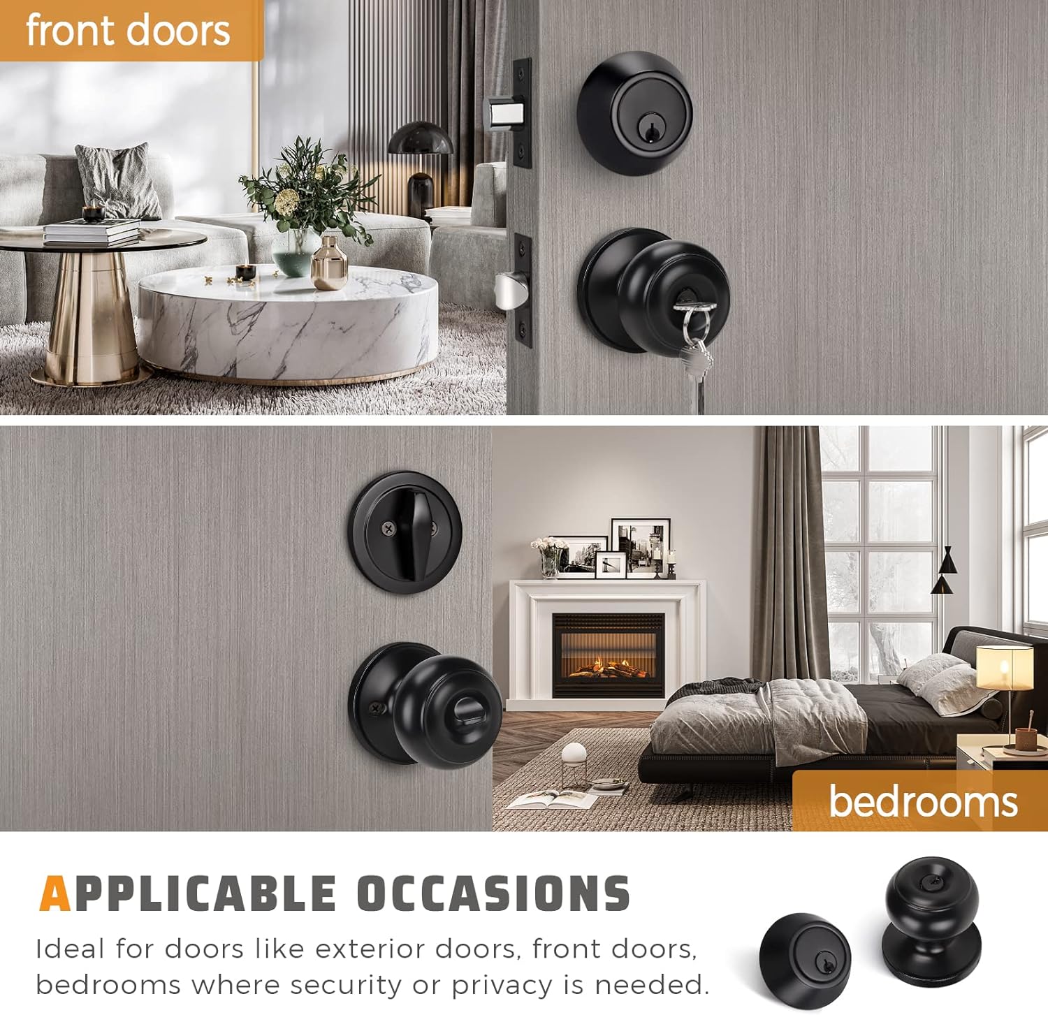 KNOBWELL Entry Door Knob and Deadbolt Lock Set Matte Black