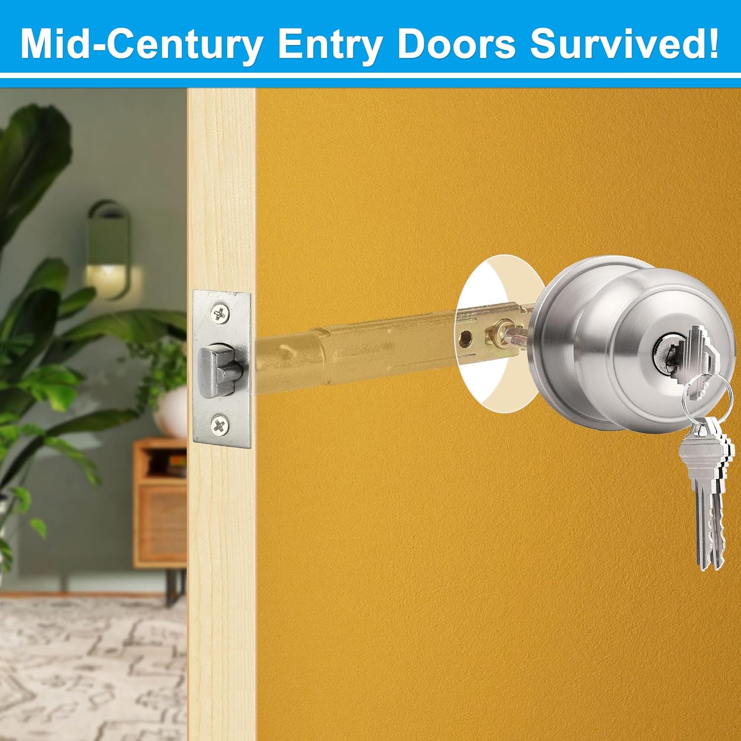5 Backset Entry Door Latch with Satin Nickel Finish