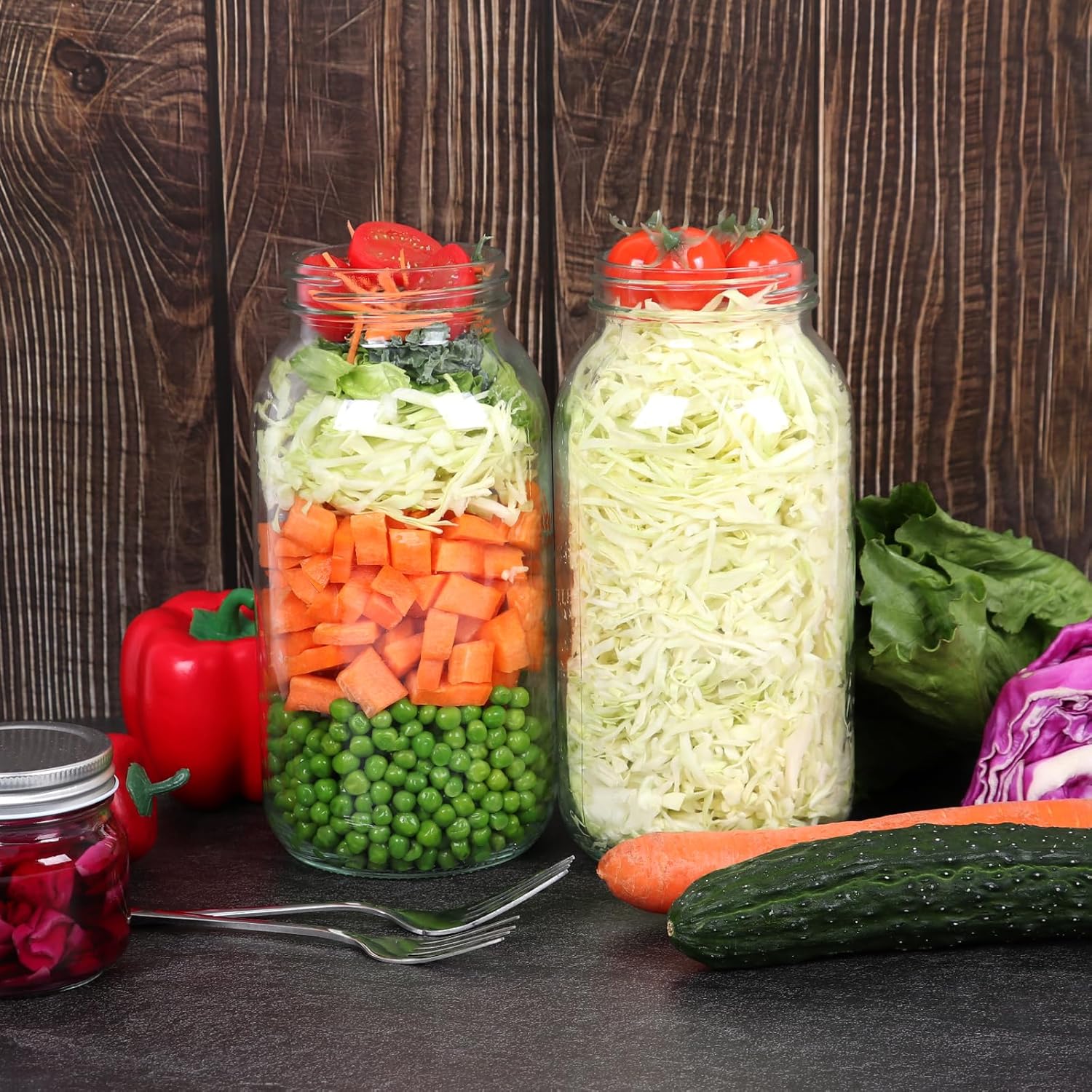 3-Pack wide mouth mason jars for canning storing 64 oz with lids bands Durable leakproof