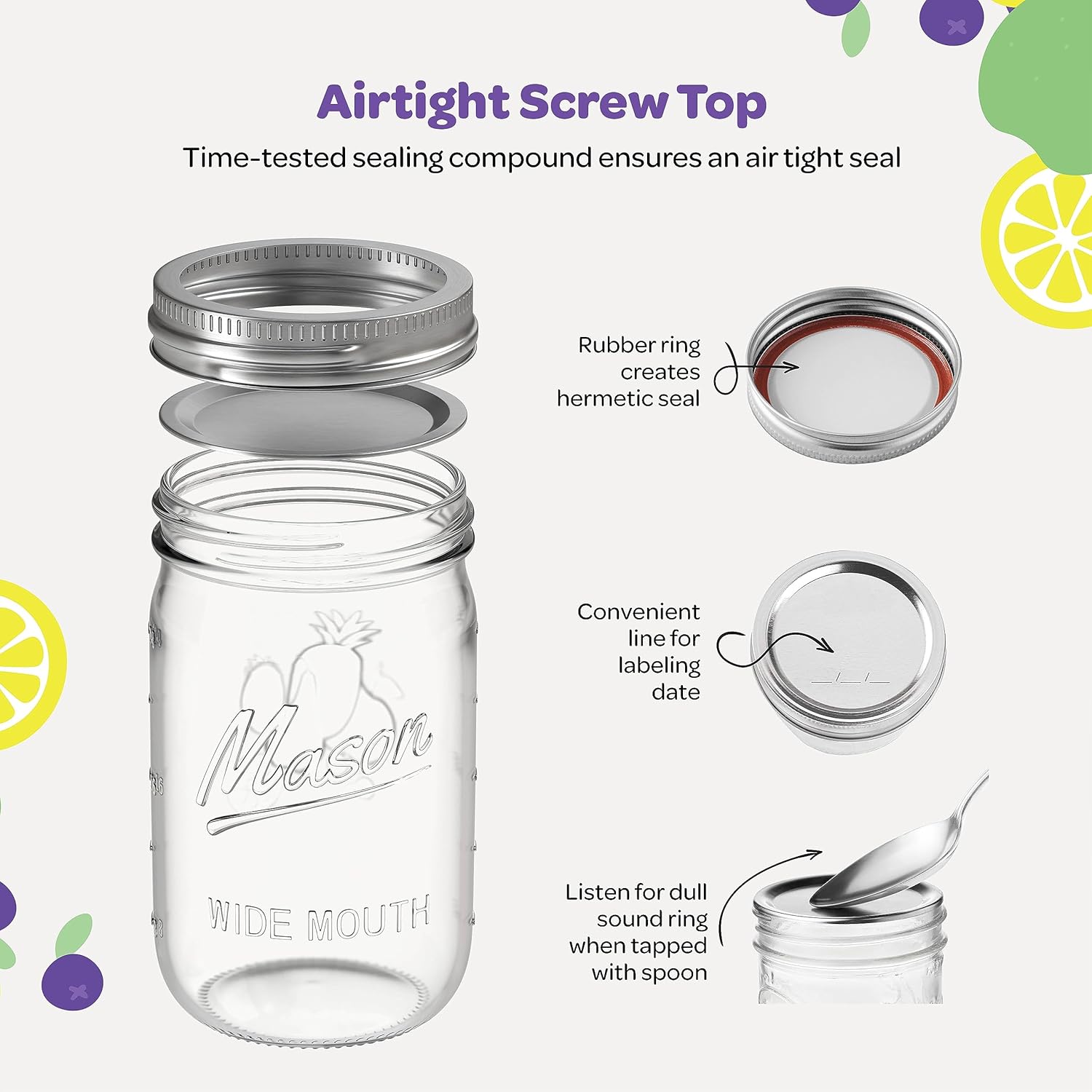 SEWANTA 4-Pack Mason Jars