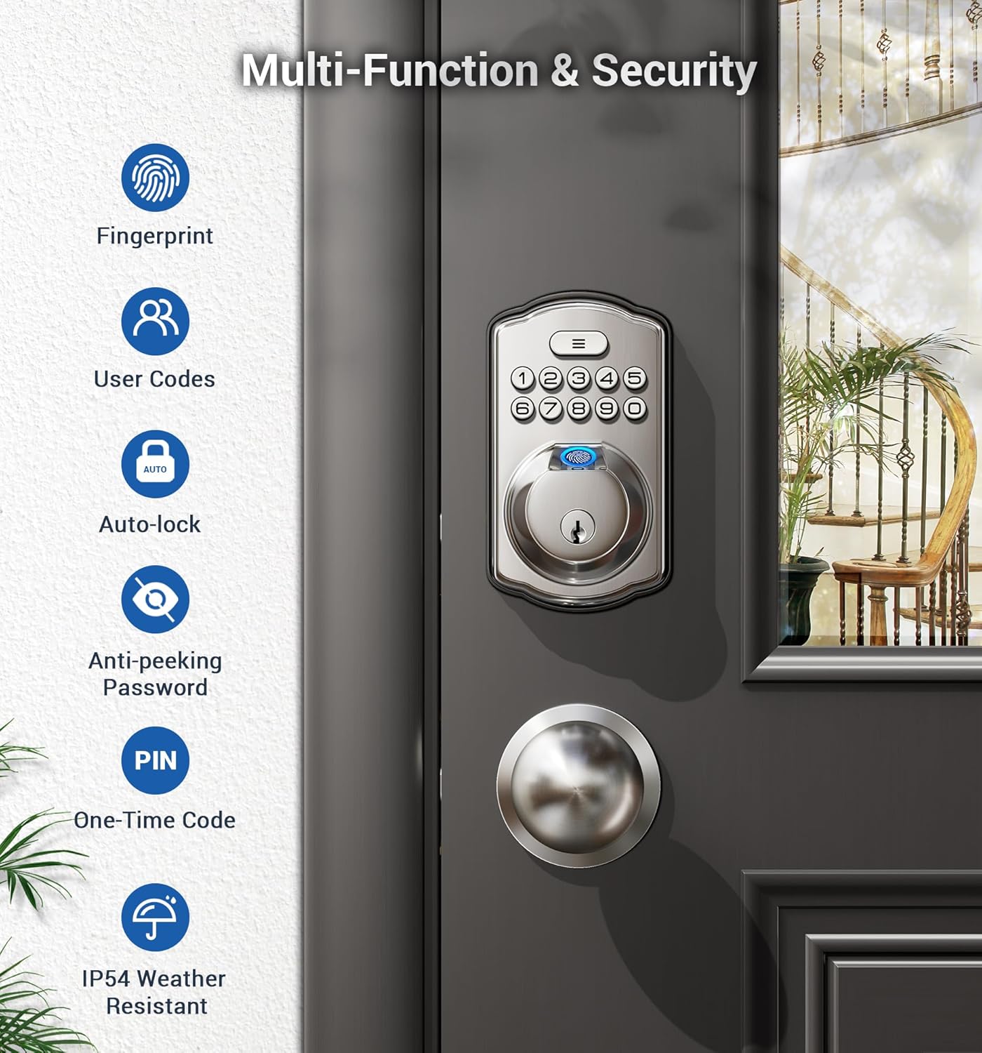Fingerprint Door Lock with 2 Knobs