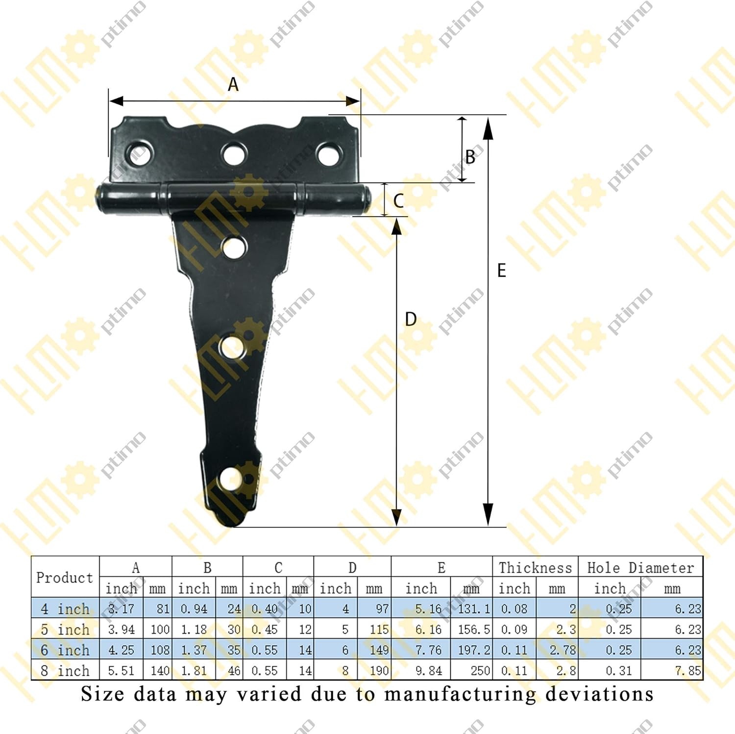 6-inch Door Hinges Rustproof Durable