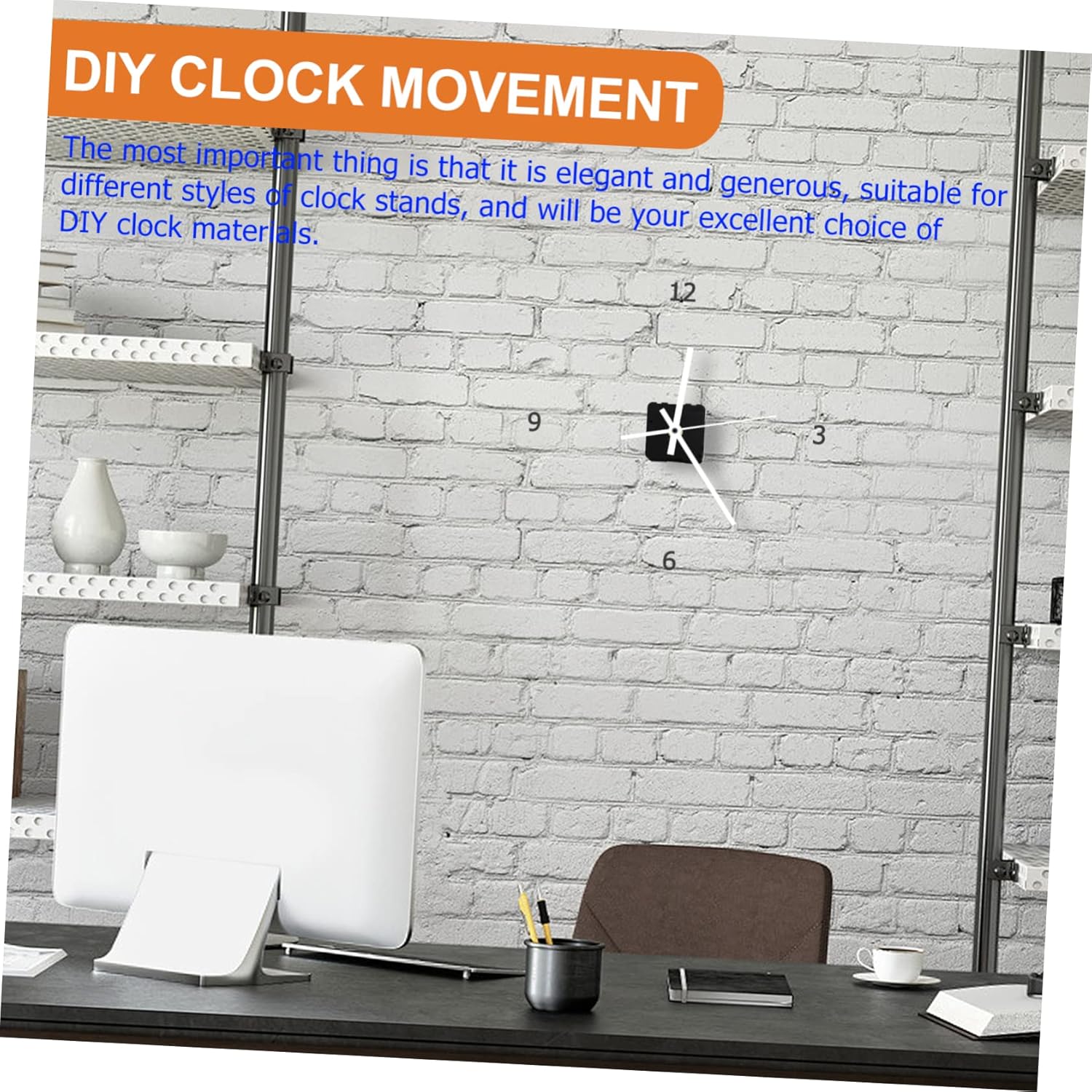 Angoily - Replacement Wall Clock Movement White Plastic Large Digital Clock with Silently Chimes