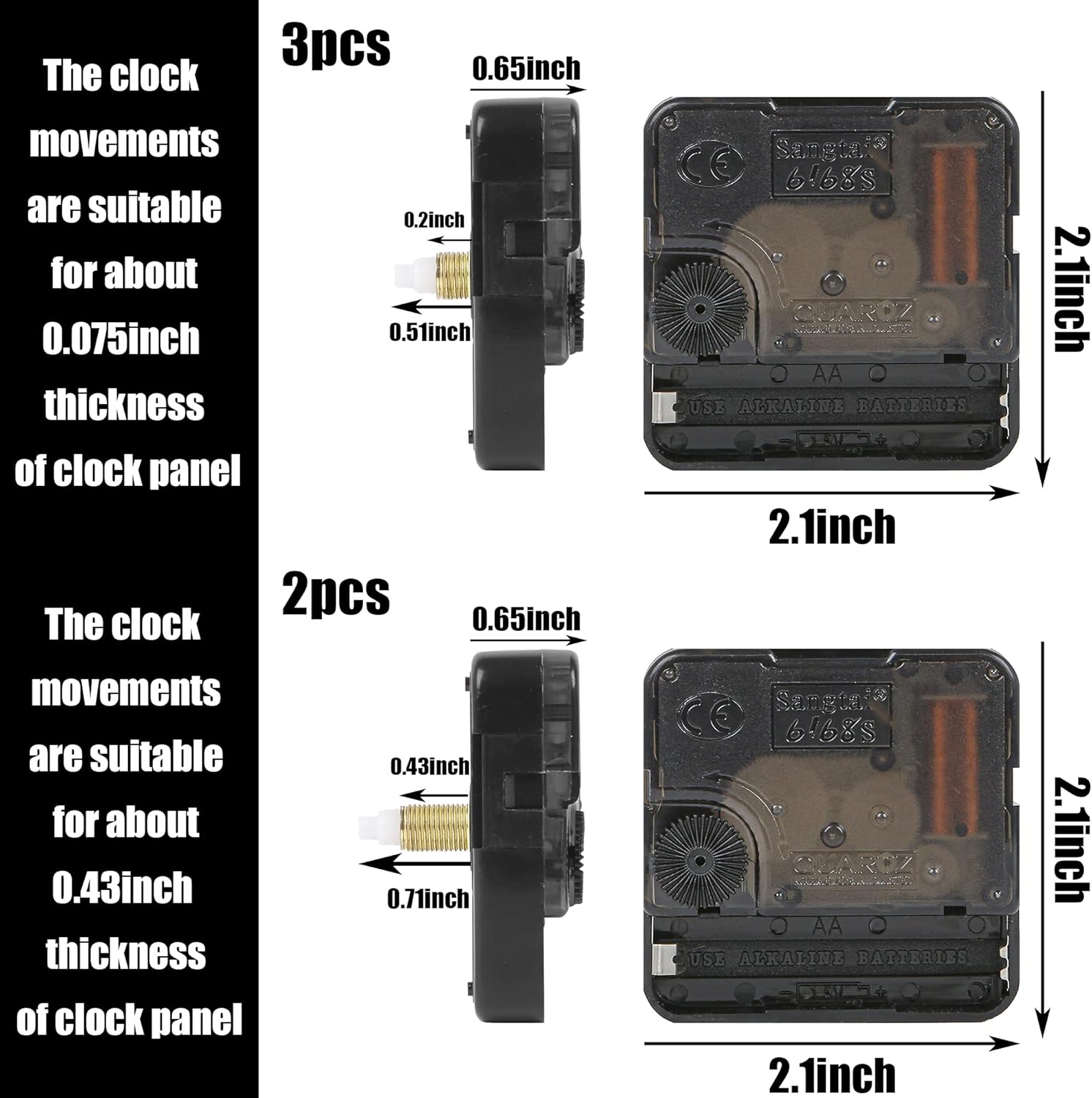 Precise 5-Piece Quartz Clock Movement Kit with 12 Different Hands