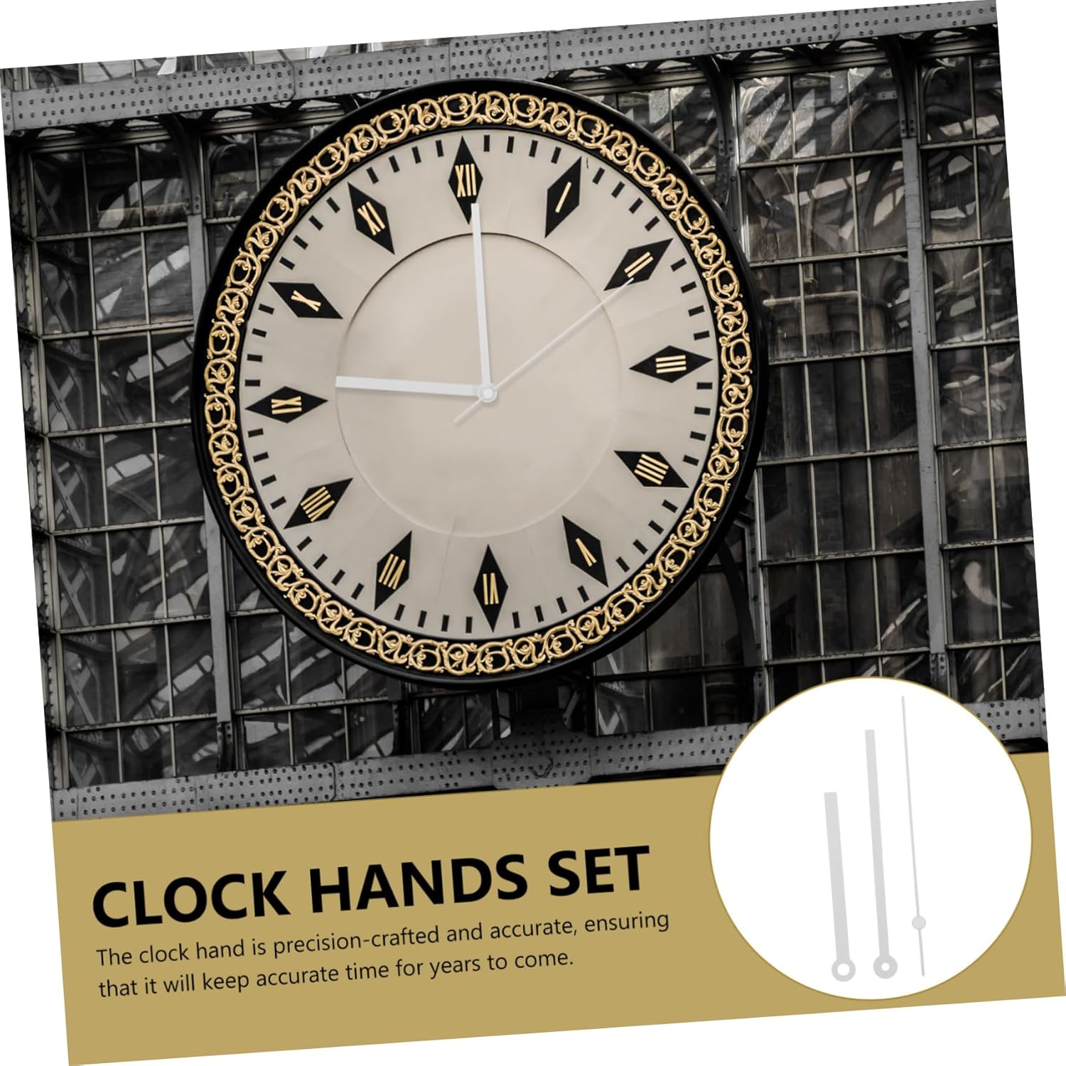 DOITool 10-Set Replacement Clock Hands for Wall Clocks Aluminum White