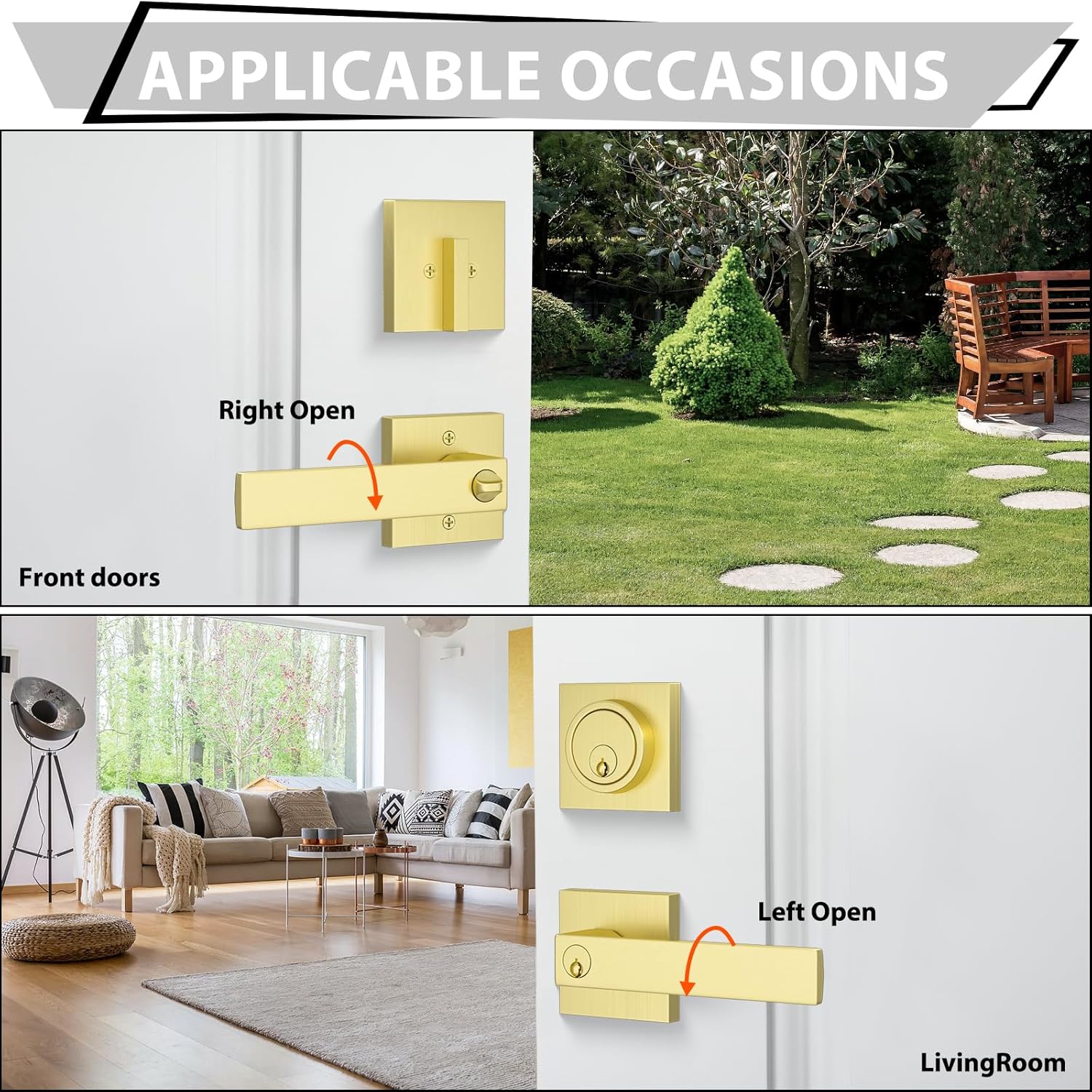 Haidms Gold Exterior Door Lock Set with Deadbolt