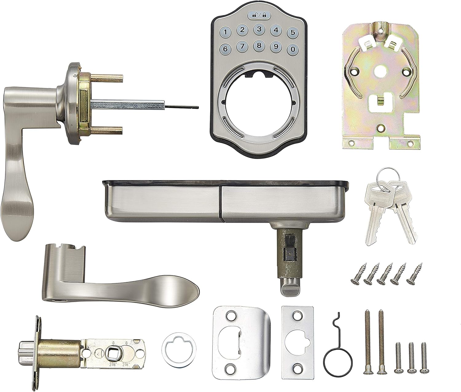 Lock Effortlessly with SATIN Nickel Door Lock and Keypad Entry