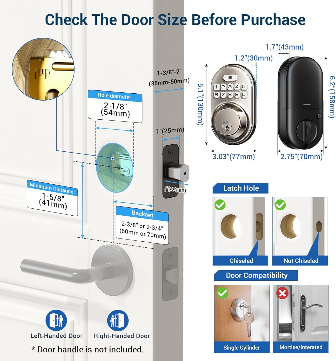 Keyless Entry Door Lock SATIN Nickel Smart Deadbolt Easy Install 4AA Batteries