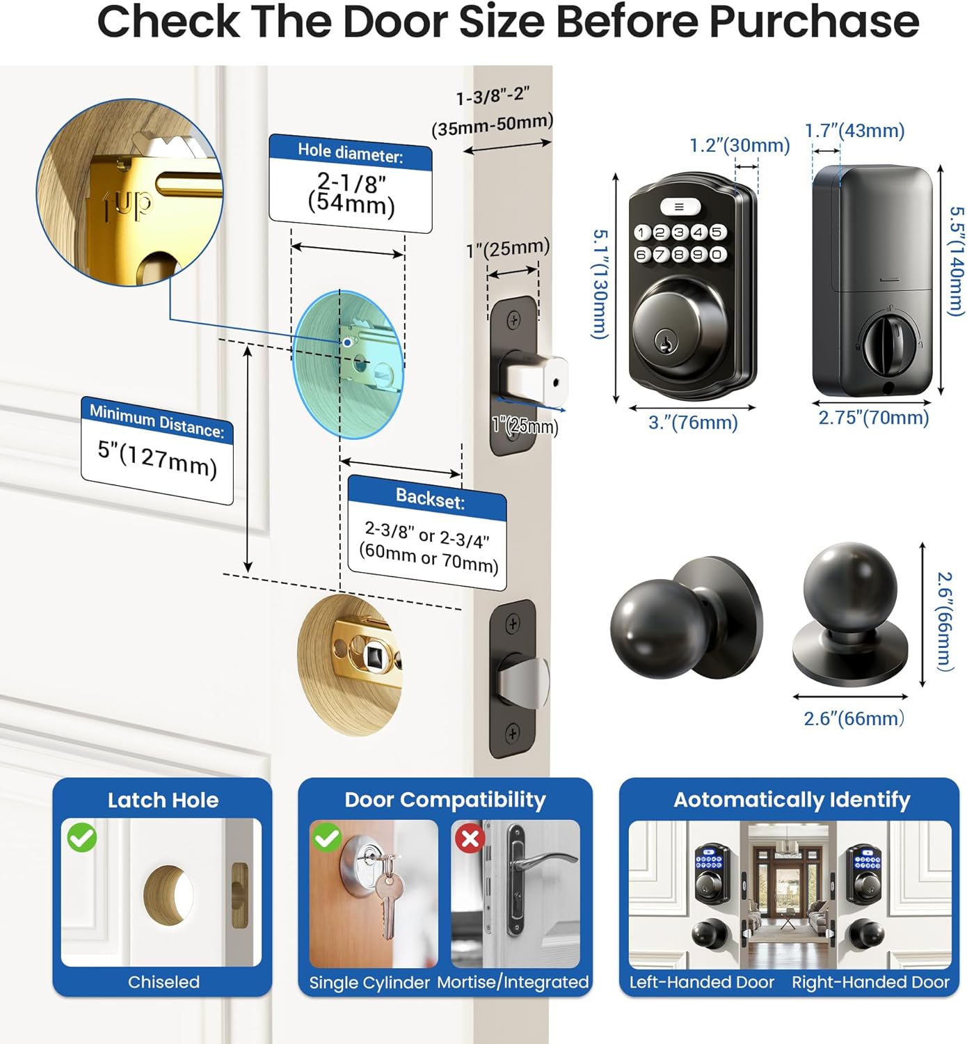 Smart Keyless Entry Door Lock with Built-in Keypad