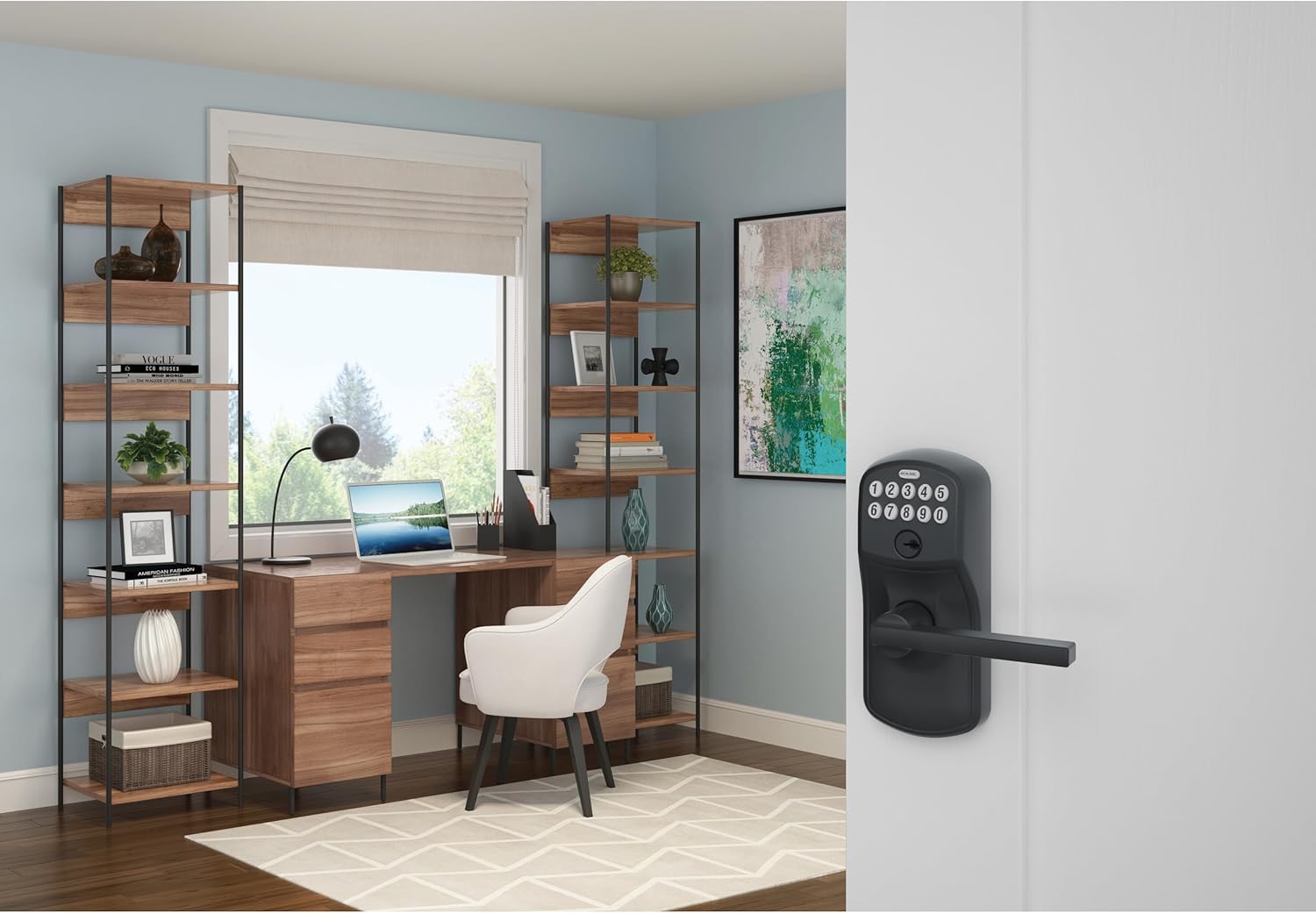 SCHLAGE Plymouth Keypad Entry with Flex-Lock Latitude Lever Matte Black