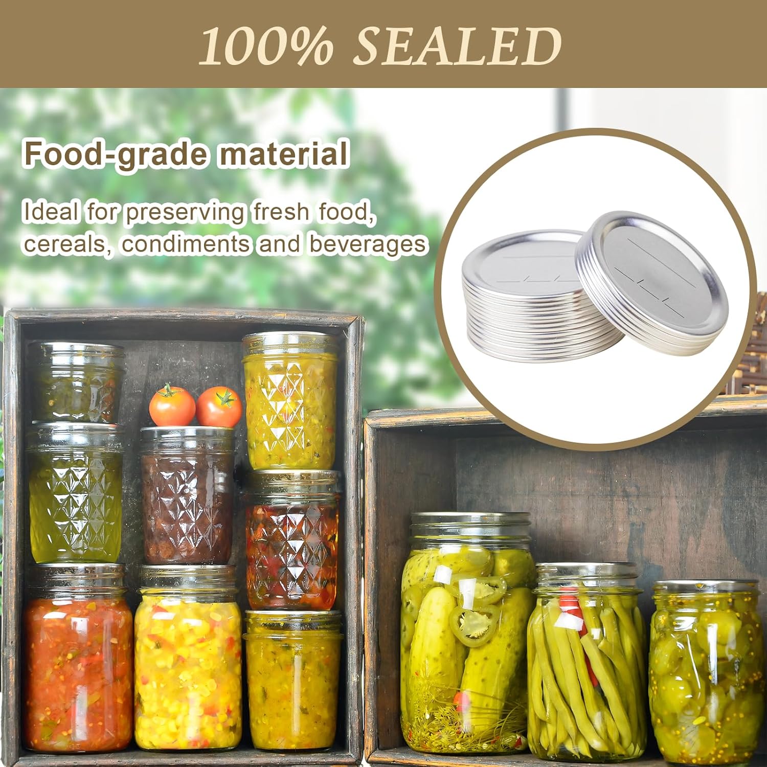 200PCS Canning Lids Leak-Proof Dishwasher-Ready Perfect for Food Preservation