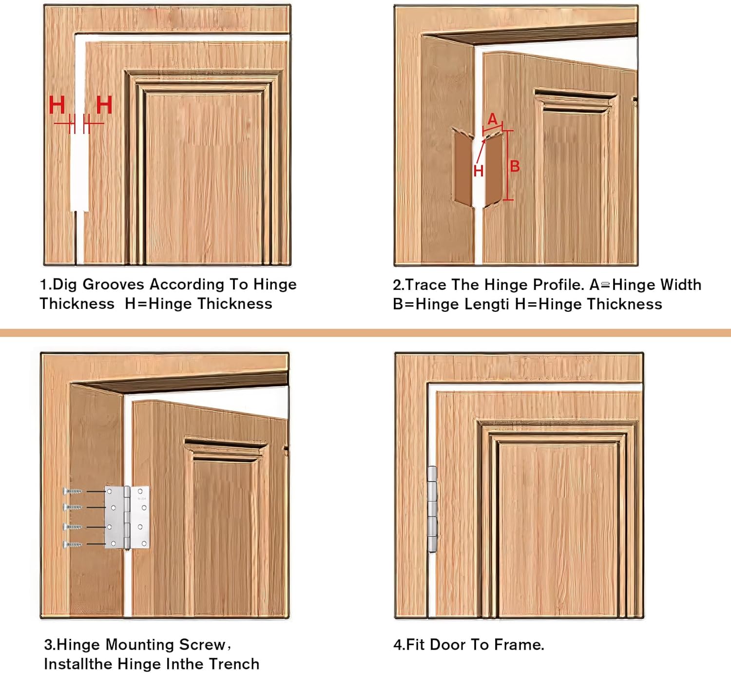 Sturdy Stainless Steel Door Hinges 48 PCS 4 Inch