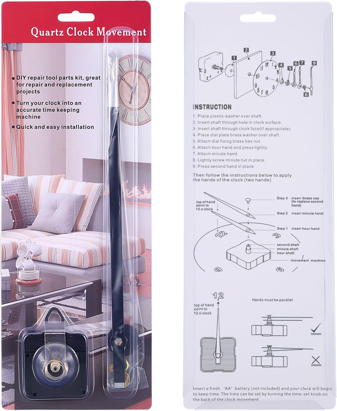Hicarer Luxury Clock Mechanism with Smooth Operation and Long-Hand Design