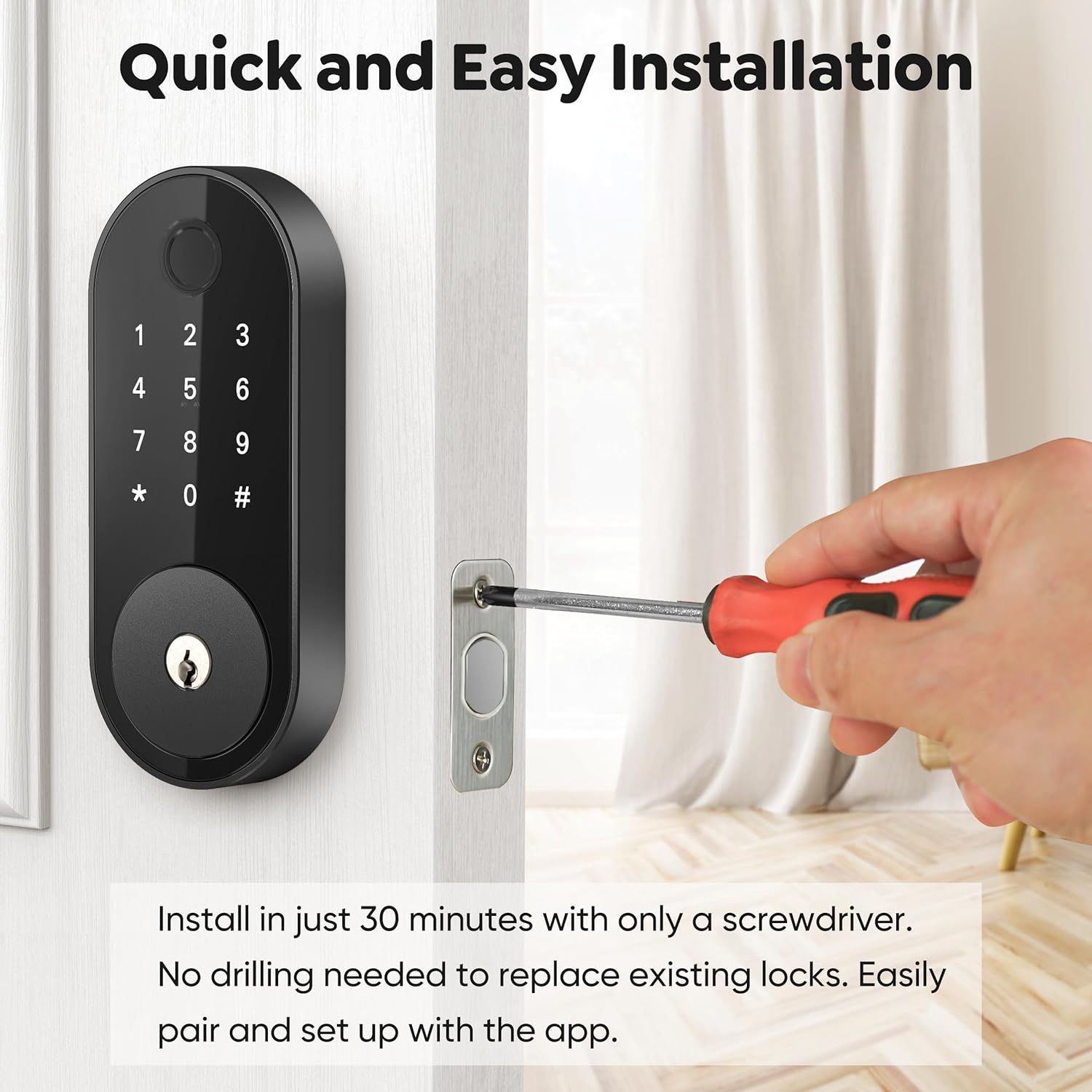 Sifely Smart Lock with Fingerprint Entry Black