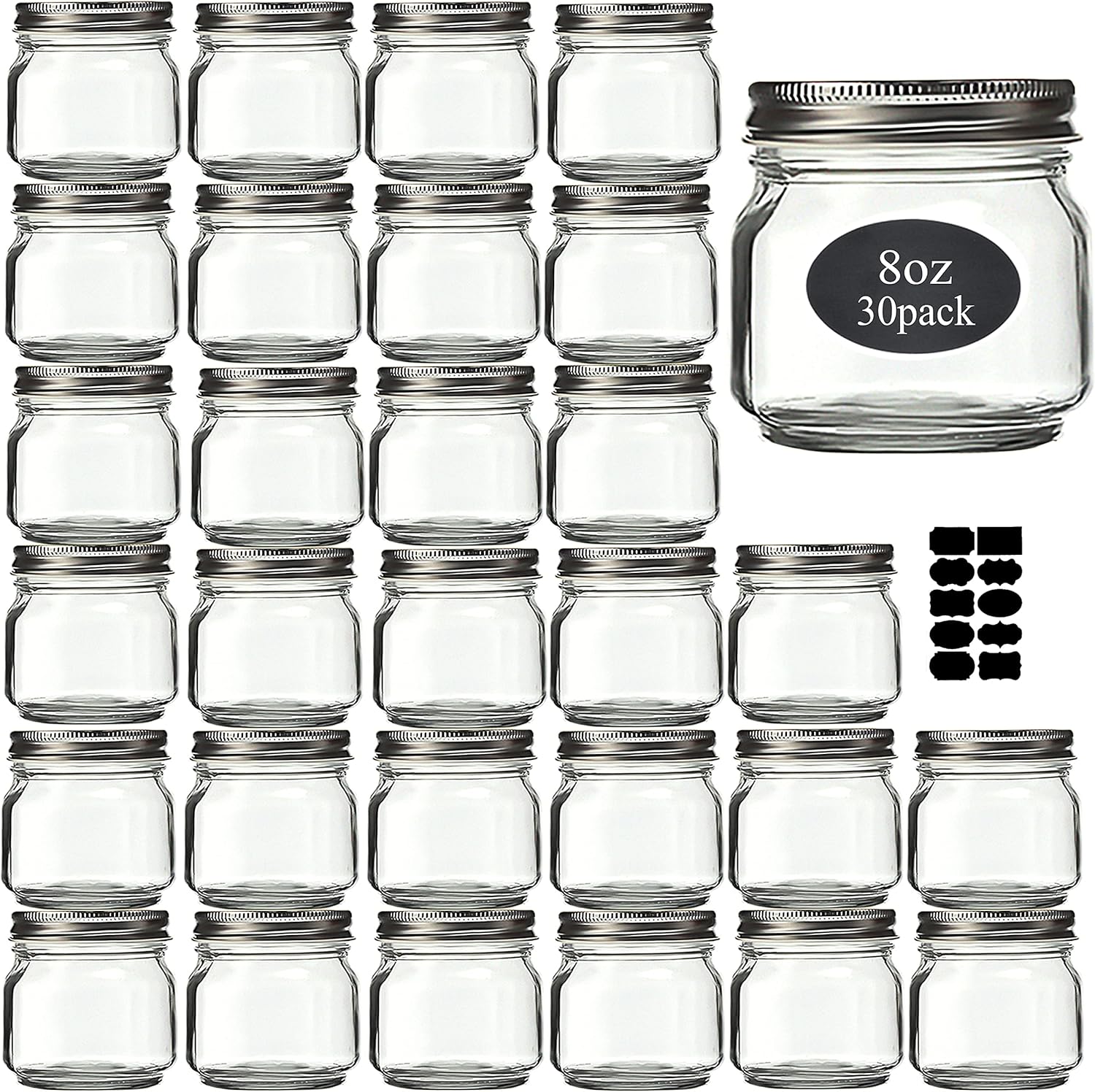 Indispensable Mason Jars - Small 8oz Canning Jars wSilver Lids